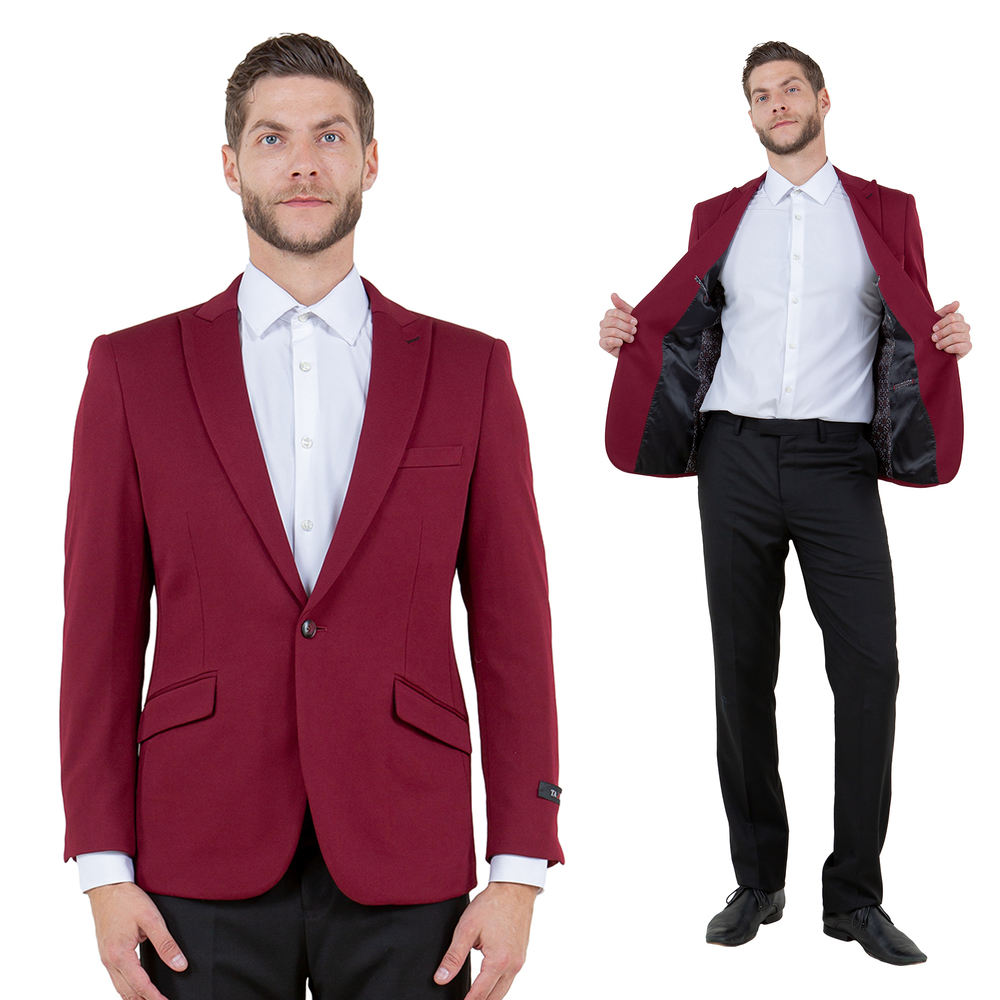 Knit Blazer Only Skinny Fit Mens Jacket, Burgundy